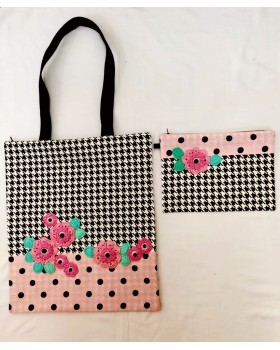 Happy Threads Women's Tote Bag With Pouch Combo(Light Pink)